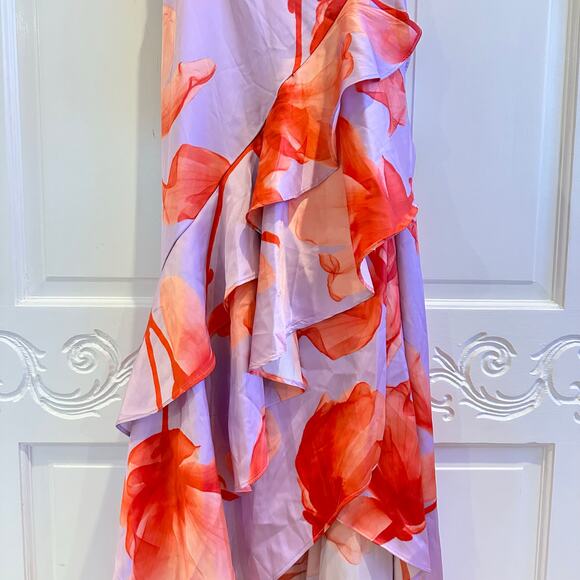 Hutch Isadora Women's Floral Maxi Wrap Dress Hutch High Low Satin Size L NWT - Picture 7 of 12